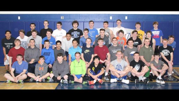 Members of the 2017 Crestwood boys’ track team include, first row, left to right: Niklaus Knobloch, Walker Sobolik, Alex Richardson, Blake Murphy, Kamryn Erickson, Zack Lane, Reece Wilson, Braden Hayes. Second row: Darian Gossman, Michael Mashek, Bryden Juelsgaard, Daniel Lares, Eduardo Jimenez, Bryer Thompson, Garret Ollendieck, Austin McAllister, Casey Ollendieck, Jared Haskin, Lucas McGee. Third row: Luis Lares, Raymond Himli, Paul Laganiere, Dylan Johnson, Chris Guest, Dayton Swatek, Kale Anderlik, Caleb Shea, Kody Berns, Wyatt Scheidel, Tyrone Grant. Fourth row: Kane Vaughn, Mason Theis, Trevor Trende, Spencer Cuvelier, Clayton Ollendieck, Jon Henry, Boston Ferrie, Jackson Smith, Luke Ishman. Students not pictured include: Isaac Ellis, Logan Albert, Colby Frazer, David Meinecke, Johnathon Millage.