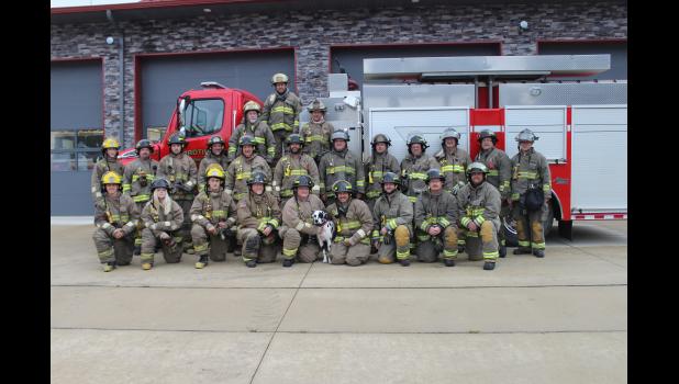 PROTIVIN - Front row left – right: Landon Huber, Calli Batterson, Junior Firefighter Tucker Tlusty, Eric Shimek, Martin Ahrndt, John Andera, Greg Shimek, Adam Powers, Ethan Rink. 2nd row left – right: Ty Moudry, Tim Beckman, Mason Vrba, 1st Captain Dean Dietzenbach, Ken Humpal, Nate Mracek, 2nd Captain Chris Shimek, 2nd Lieutenant Jeff Meyer, Cory Ellingson, Paul Schaeffer, Dan Vrba, 1st Lieutenant Darren Pecinovsky